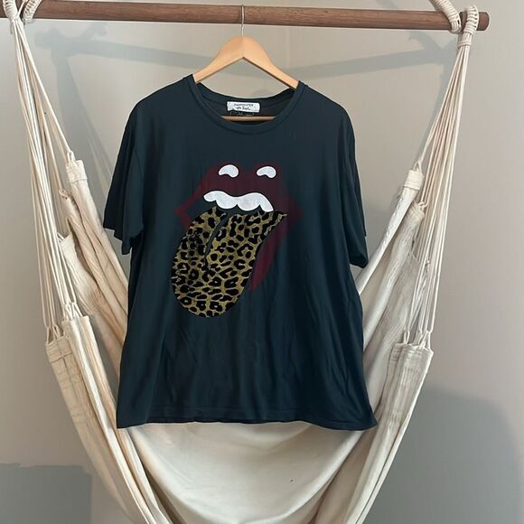 Free People Graphic Tee with Leopard Tongue Design one size fits all - Picture 1 of 6